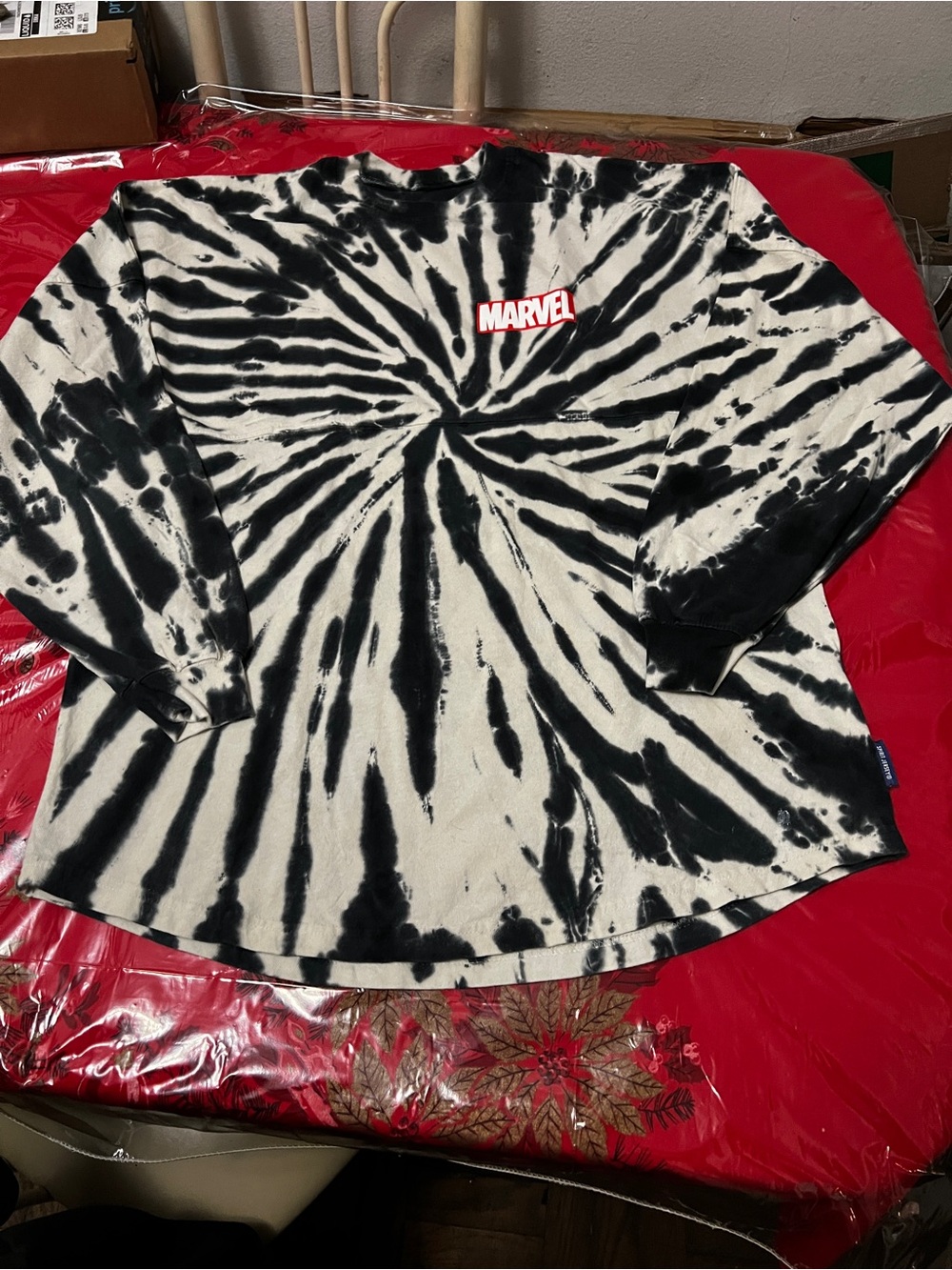 Disney Marvel Spirit Jersey long sleeve tshirt Black & White Zebra Tie-Dye Sz M
